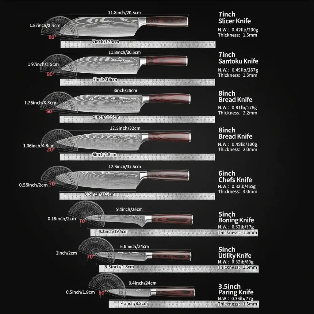Elevate Your Culinary Skills with the 8-Piece Premium Stainless Steel Kitchen Knife Set Featuring Elegant Wooden Handles