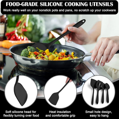 14-piece silicone kitchen utensils set for cooking and baking