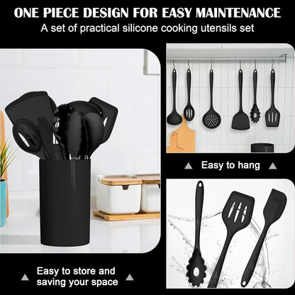 14-piece silicone kitchen utensils set for cooking and baking