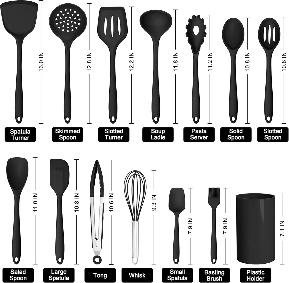 14-piece silicone kitchen utensils set for cooking and baking