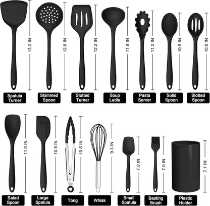 14-piece silicone kitchen utensils set for cooking and baking