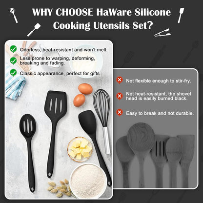 14-piece silicone kitchen utensils set for cooking and baking
