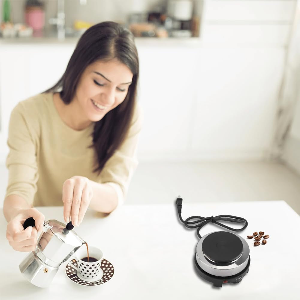 Small Hot Plate Mini Hot Plate, 500W Hot Plate Electric Moka Pot | 110V Single Burner Portable Stove Cooktop Coffee Heater Water Heat Adjustable Temperature for RV Dorm Outdoor Camping Kitchen