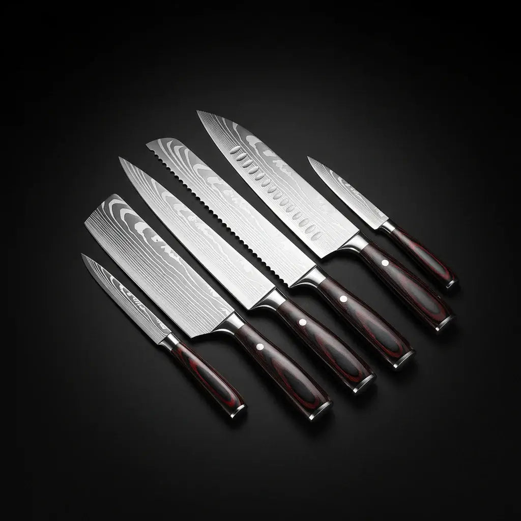 Elevate Your Culinary Skills with the 8-Piece Premium Stainless Steel Kitchen Knife Set Featuring Elegant Wooden Handles