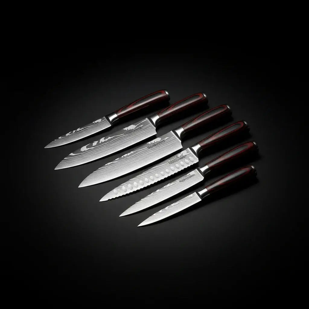 Elevate Your Culinary Skills with the 8-Piece Premium Stainless Steel Kitchen Knife Set Featuring Elegant Wooden Handles