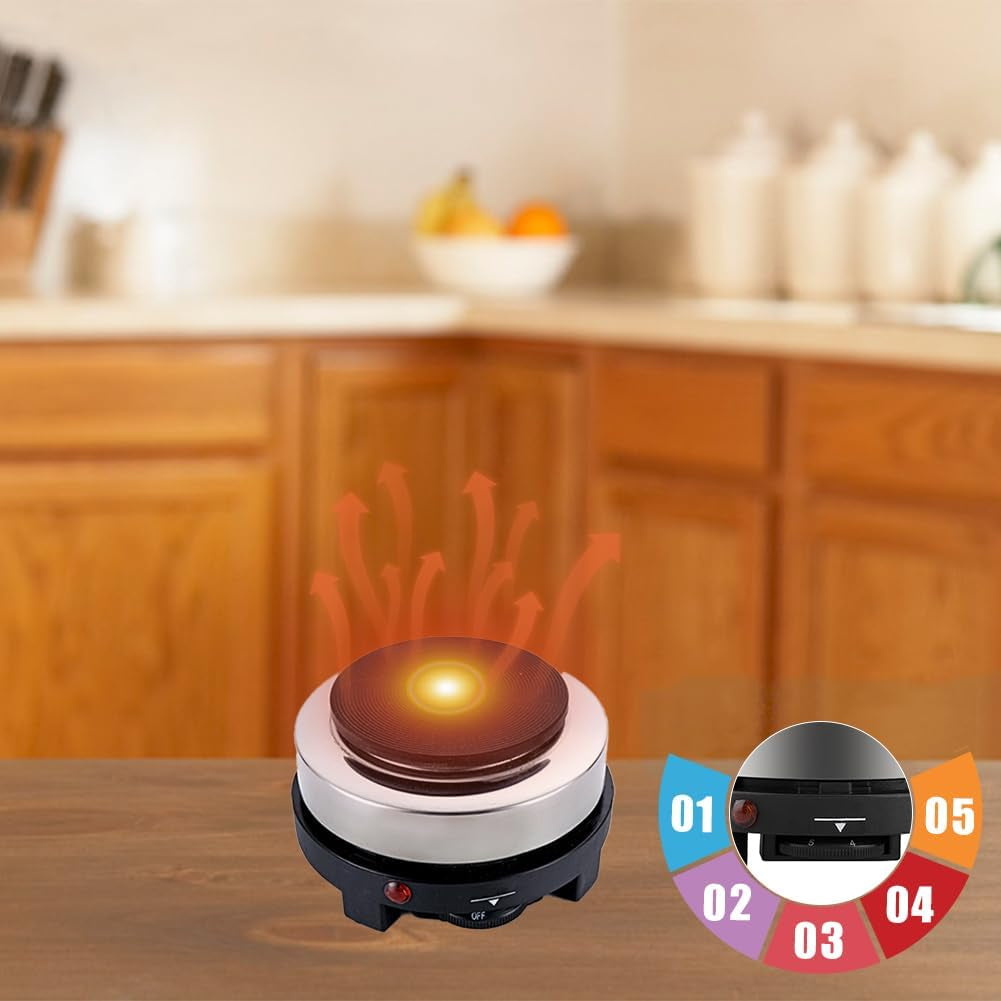 Small Hot Plate Mini Hot Plate, 500W Hot Plate Electric Moka Pot | 110V Single Burner Portable Stove Cooktop Coffee Heater Water Heat Adjustable Temperature for RV Dorm Outdoor Camping Kitchen